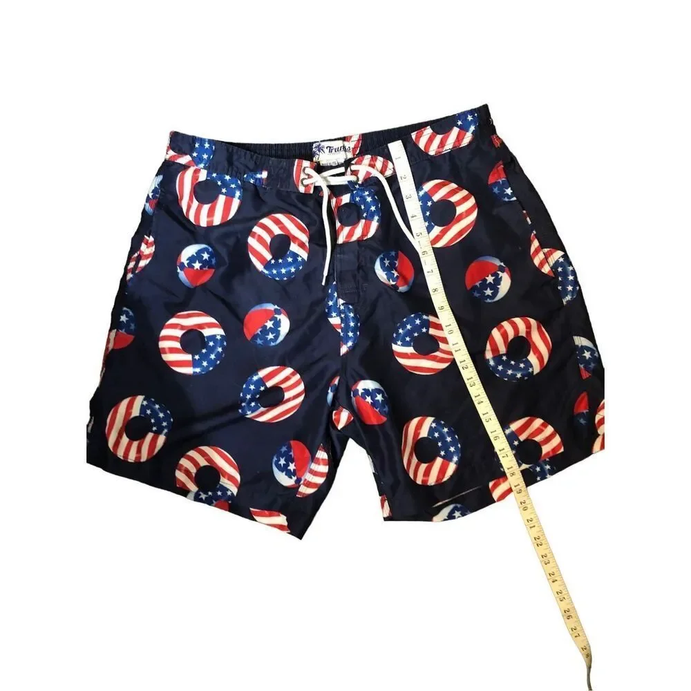 Merica Mens Summer Swimsuit Trunks Surf Swim Swami American Flag Print Swim trun